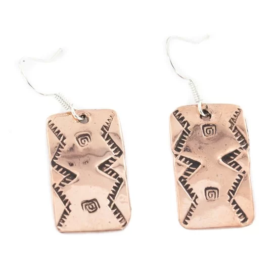 Handmade Certified Authentic Pure Copper Navajo Native American Dangle Earrings 18170-8 Handmade Certified Authentic Pure Copper Navajo Native American Dangle Earrings 18170-8