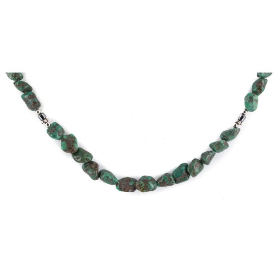 Certified Authentic Navajo .925 Sterling Silver Natural Turquoise Hematite Native American Necklace 15771-9 Certified Authentic Navajo .925 Sterling Silver Natural Turquoise Hematite Native American Necklace 15771-9