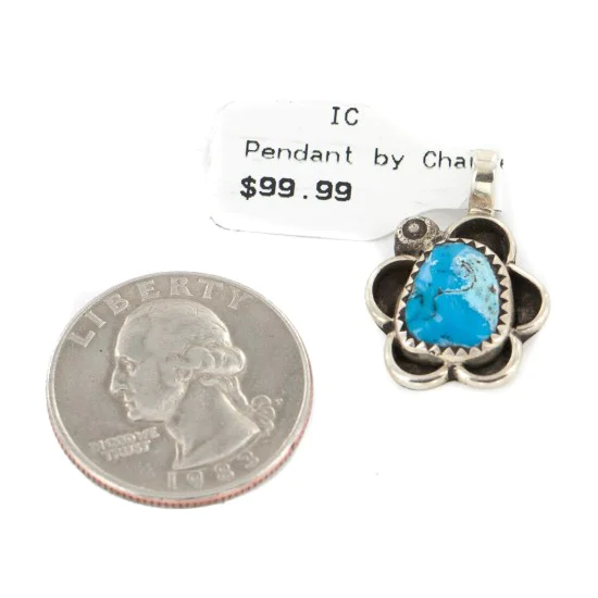 Navajo Certified Authentic .925 Sterling Silver Handmade Natural Turquoise Native American Pendant 18173-2 Navajo Certified Authentic .925 Sterling Silver Handmade Natural Turquoise Native American Pendant 18173-2