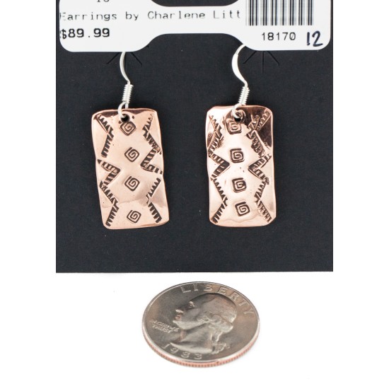 Handmade Navajo Pure Copper Dangle Earrings 18170-12 Handmade Navajo Pure Copper Dangle Earrings 18170-12