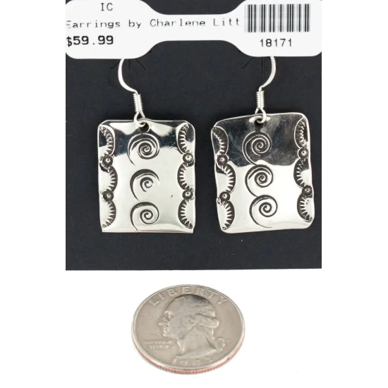 Swirl Nickel Handmade Certified Authentic Navajo Native American Dangle Earrings 18171 Swirl Nickel Handmade Certified Authentic Navajo Native American Dangle Earrings 18171