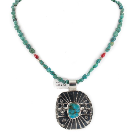 Arrows Certified Authentic Nickel .925 Sterling Silver Handmade Navajo Coral Natural Turquoise Native American Necklace 12812-2-750118-17 Arrows Certified Authentic Nickel .925 Sterling Silver Handmade Navajo Coral Natural Turquoise Native American Necklace 12812-2-750118-17