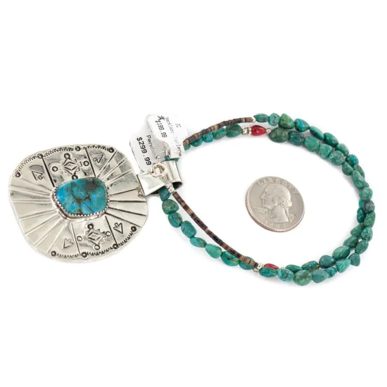Arrows Certified Authentic Nickel .925 Sterling Silver Handmade Navajo Coral Natural Turquoise Native American Necklace 12812-2-750118-17 Arrows Certified Authentic Nickel .925 Sterling Silver Handmade Navajo Coral Natural Turquoise Native American Necklace 12812-2-750118-17