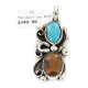 Certified Authentic .925 Sterling Silver Handmade Navajo Natural Turquoise Tigers Eye Native American Pendant 13062