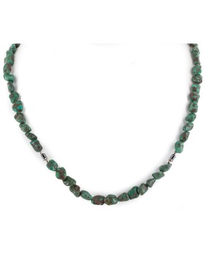Certified Authentic Navajo .925 Sterling Silver Natural Turquoise Hematite Native American Necklace 15771-9 Certified Authentic Navajo .925 Sterling Silver Natural Turquoise Hematite Native American Necklace 15771-9