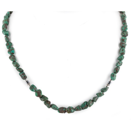 Certified Authentic Navajo .925 Sterling Silver Natural Turquoise Hematite Native American Necklace 15771-9 Certified Authentic Navajo .925 Sterling Silver Natural Turquoise Hematite Native American Necklace 15771-9