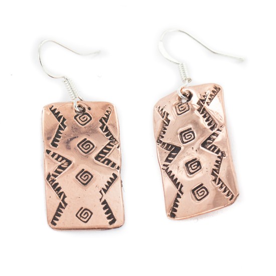 Handmade Navajo Pure Copper Dangle Earrings 18170-12 Handmade Navajo Pure Copper Dangle Earrings 18170-12