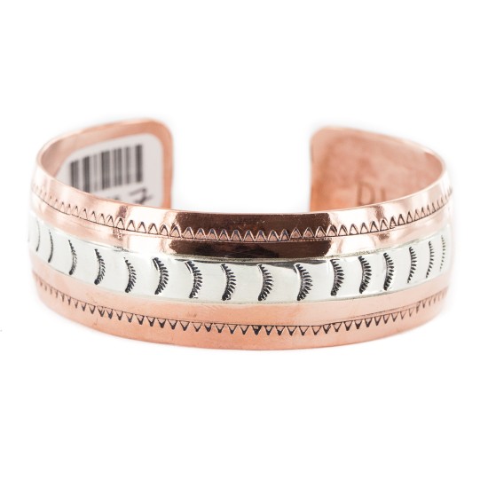 Navajo .925 Sterling Silver Handmade Certified Authentic Native American Pure Copper Bracelet 13055-7 Navajo .925 Sterling Silver Handmade Certified Authentic Native American Pure Copper Bracelet 13055-7