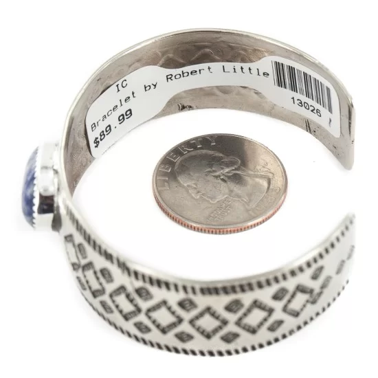 Nickel Navajo Handmade Certified Authentic Natural Lapis Native American Bracelet 13026-1 Nickel Navajo Handmade Certified Authentic Natural Lapis Native American Bracelet 13026-1
