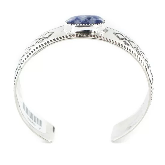Nickel Navajo Handmade Certified Authentic Natural Lapis Native American Bracelet 13026-1 Nickel Navajo Handmade Certified Authentic Natural Lapis Native American Bracelet 13026-1