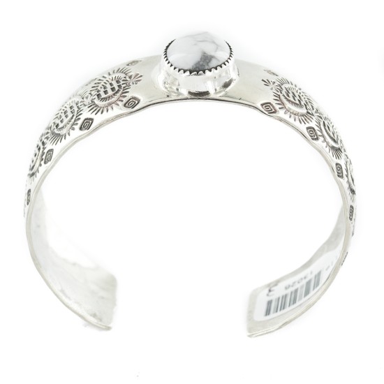 Nickel Navajo Handmade Certified Authentic White Howlite Native American Bracelet 13026-3 Nickel Navajo Handmade Certified Authentic White Howlite Native American Bracelet 13026-3