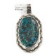 Certified Authentic Handmade Navajo Nickel Natural Chips Inlaid Turquoise Native American Pendant 17088