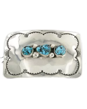 Certified Authentic Handmade Navajo Nickel Natural Turquoise Native American Buckle 1212 Certified Authentic Handmade Navajo Nickel Natural Turquoise Native American Buckle 1212
