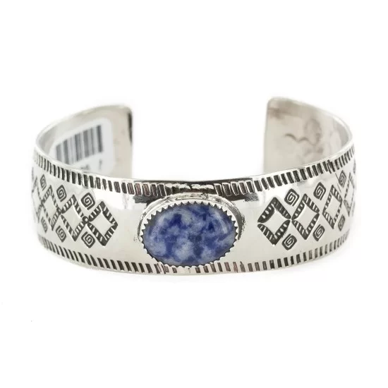 Nickel Navajo Handmade Certified Authentic Natural Lapis Native American Bracelet 13026-1 Nickel Navajo Handmade Certified Authentic Natural Lapis Native American Bracelet 13026-1