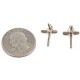 Handmade Certified Authentic Cross Zuni .925 Sterling Silver Natural Spiny Oyster Native American Stud Earrings 27220