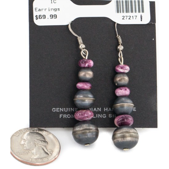 Certified Authentic Handmade Navajo .925 Sterling Silver Natural Purple Spiny Oyster Native American Dangle Earrings 27217-1 Certified Authentic Handmade Navajo .925 Sterling Silver Natural Purple Spiny Oyster Native American Dangle Earrings 27217-1
