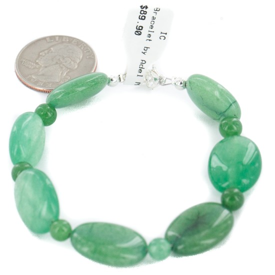 Certified Authentic Nickel Navajo Natural Jade Native American Bracelet 13064-3 Certified Authentic Nickel Navajo Natural Jade Native American Bracelet 13064-3
