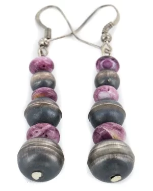 Certified Authentic Handmade Navajo .925 Sterling Silver Natural Purple Spiny Oyster Native American Dangle Earrings 27217-1 Certified Authentic Handmade Navajo .925 Sterling Silver Natural Purple Spiny Oyster Native American Dangle Earrings 27217-1