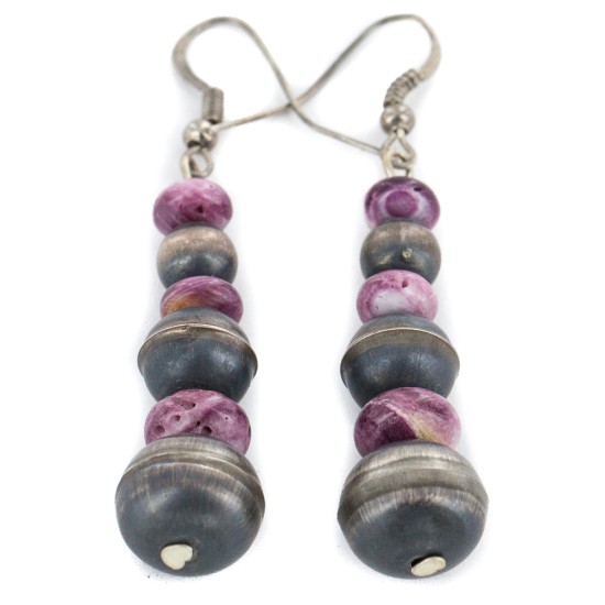 Certified Authentic Handmade Navajo .925 Sterling Silver Natural Purple Spiny Oyster Native American Dangle Earrings 27217-1 Certified Authentic Handmade Navajo .925 Sterling Silver Natural Purple Spiny Oyster Native American Dangle Earrings 27217-1