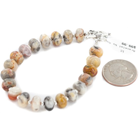 Certified Authentic Navajo Nickel Natural Agate Native American Bracelet 13066-3 Certified Authentic Navajo Nickel Natural Agate Native American Bracelet 13066-3
