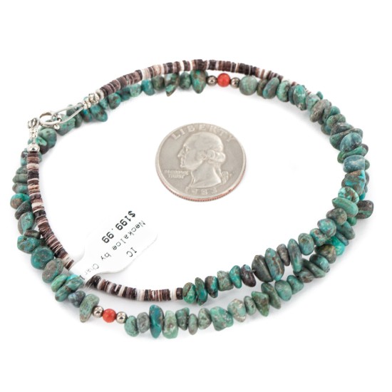 Certified Authentic Navajo .925 Sterling Silver Natural Turquoise Coral Native American Necklace 15771-200 Certified Authentic Navajo .925 Sterling Silver Natural Turquoise Coral Native American Necklace 15771-200