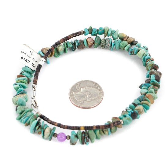 Certified Authentic Navajo .925 Sterling Silver Natural Turquoise Quartz Native American Necklace 15851-139