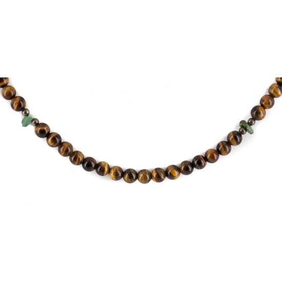 Certified Authentic Navajo .925 Sterling Silver Natural Turquoise Tigers Eye Native American Necklace 15786-101 Certified Authentic Navajo .925 Sterling Silver Natural Turquoise Tigers Eye Native American Necklace 15786-101