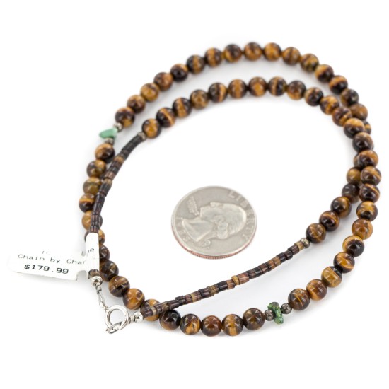 Certified Authentic Navajo .925 Sterling Silver Natural Turquoise Tigers Eye Native American Necklace 15786-101 Certified Authentic Navajo .925 Sterling Silver Natural Turquoise Tigers Eye Native American Necklace 15786-101