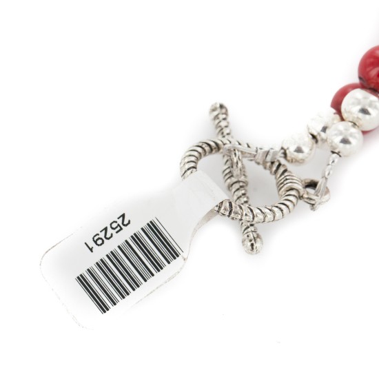 Certified Authentic Navajo Nickel Coral Native American Necklace 25291-10 Certified Authentic Navajo Nickel Coral Native American Necklace 25291-10