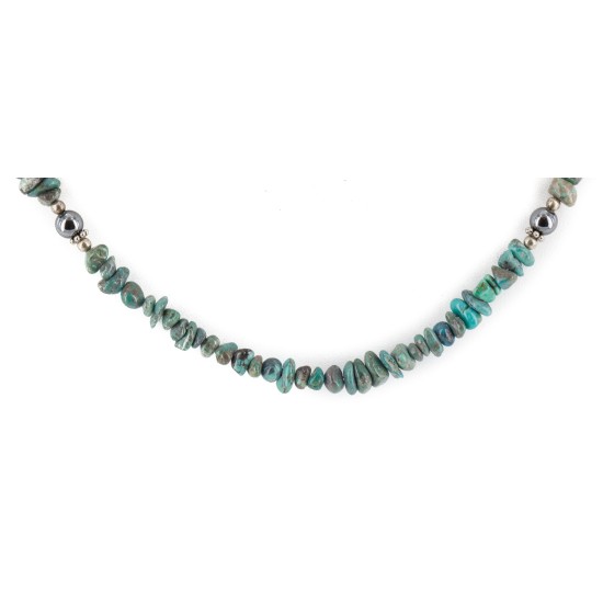 Certified Authentic Navajo .925 Sterling Silver Natural Turquoise Hematite Native American Necklace 15979-50 Certified Authentic Navajo .925 Sterling Silver Natural Turquoise Hematite Native American Necklace 15979-50