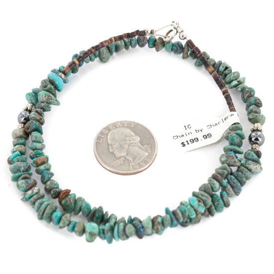 Certified Authentic Navajo .925 Sterling Silver Natural Turquoise Hematite Native American Necklace 15979-50 Certified Authentic Navajo .925 Sterling Silver Natural Turquoise Hematite Native American Necklace 15979-50