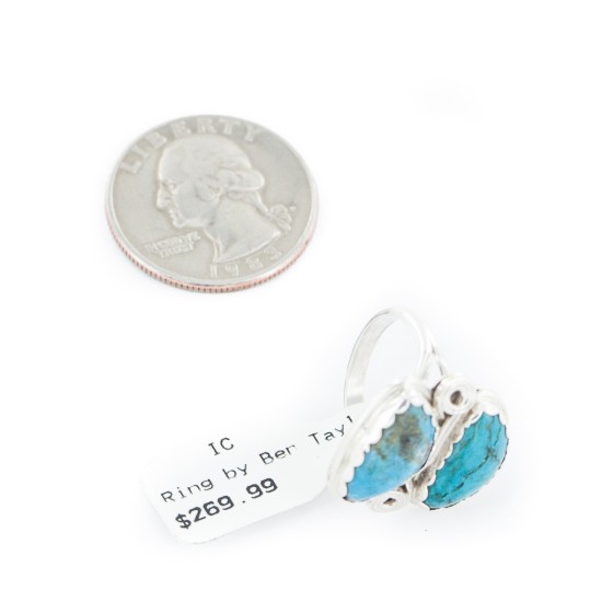.925 Sterling Silver Handmade Certified Authentic Navajo Natural Turquoise Native American Ring 18187-7 .925 Sterling Silver Handmade Certified Authentic Navajo Natural Turquoise Native American Ring 18187-7
