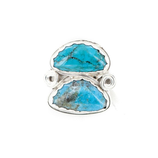 .925 Sterling Silver Handmade Certified Authentic Navajo Natural Turquoise Native American Ring 18187-7 .925 Sterling Silver Handmade Certified Authentic Navajo Natural Turquoise Native American Ring 18187-7
