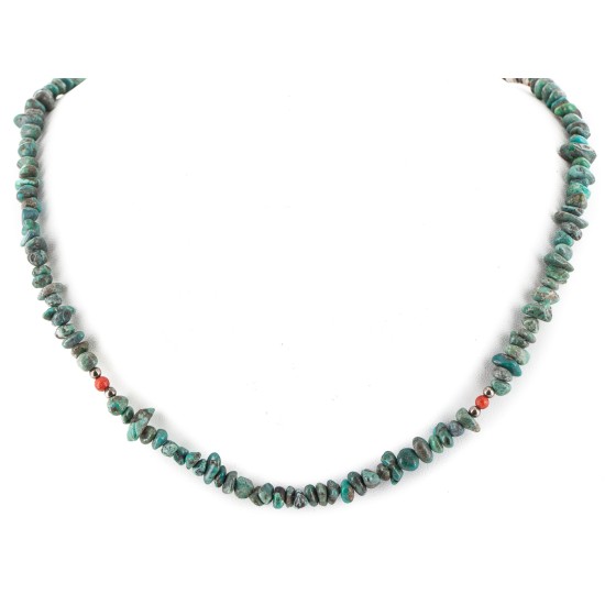 Certified Authentic Navajo .925 Sterling Silver Natural Turquoise Coral Native American Necklace 15771-200 Certified Authentic Navajo .925 Sterling Silver Natural Turquoise Coral Native American Necklace 15771-200