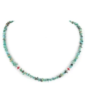 Certified Authentic Navajo .925 Sterling Silver Natural Turquoise Coral Native American Necklace 1601-10 Certified Authentic Navajo .925 Sterling Silver Natural Turquoise Coral Native American Necklace 1601-10