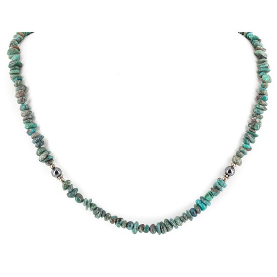 Certified Authentic Navajo .925 Sterling Silver Natural Turquoise Hematite Native American Necklace 15979-50 Certified Authentic Navajo .925 Sterling Silver Natural Turquoise Hematite Native American Necklace 15979-50