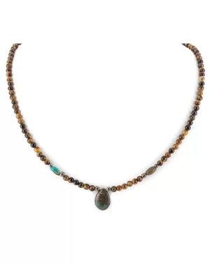 Drop Certified Authentic Navajo .925 Sterling Silver Natural Turquoise Tigers Eye Native American Necklace 25231-240 Drop Certified Authentic Navajo .925 Sterling Silver Natural Turquoise Tigers Eye Native American Necklace 25231-240
