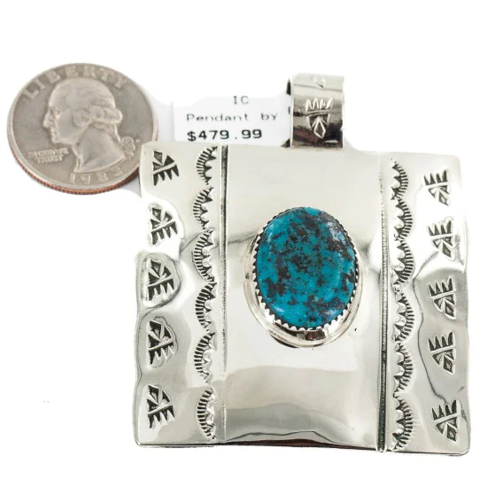 Certified Authentic Handmade Bear Paw Nickel Navajo Natural Turquoise Native American Pendant 13071-10 Certified Authentic Handmade Bear Paw Nickel Navajo Natural Turquoise Native American Pendant 13071-10