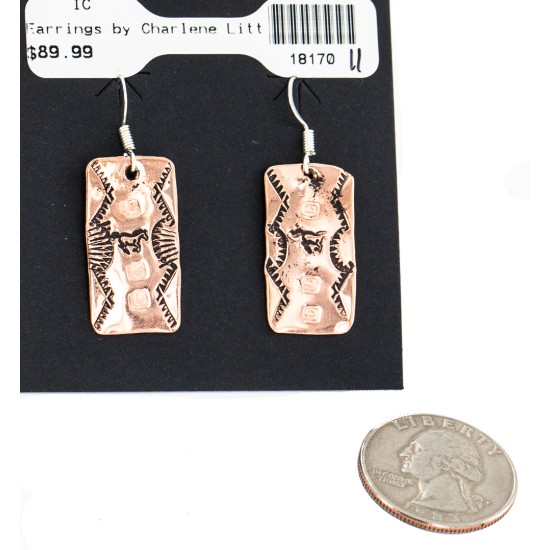 Handmade Horse Navajo Certified Authentic Native American Pure Copper Dangle Earrings 18170-11 Handmade Horse Navajo Certified Authentic Native American Pure Copper Dangle Earrings 18170-11