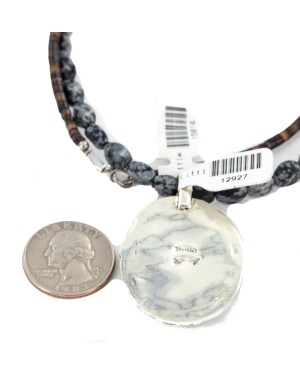 Handmade Navajo .925 Sterling Silver Turquoise Black Onyx Snowflakes Obsidian Necklace NB160212182127