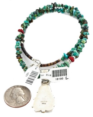 .925 Sterling Silver Certified Authentic Navajo Natural Turquoise Coral Native American Necklace 18190-2-1601 .925 Sterling Silver Certified Authentic Navajo Natural Turquoise Coral Native American Necklace 18190-2-1601
