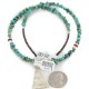 .925 Sterling Silver Certified Authentic Navajo Natural Turquoise Coral Native American Necklace 18190-3-1601