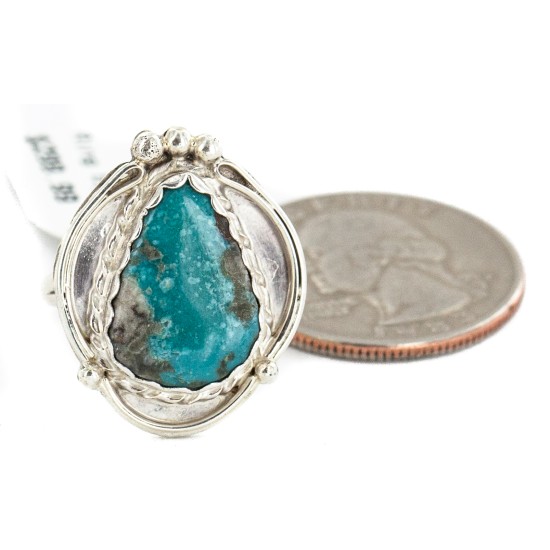 .925 Sterling Silver Handmade Certified Authentic Navajo Natural Turquoise # 8 Native American Ring 18188-1 .925 Sterling Silver Handmade Certified Authentic Navajo Natural Turquoise # 8 Native American Ring 18188-1