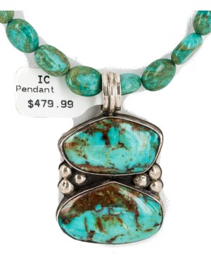 .925 Sterling Silver Certified Authentic Navajo Turquoise Native American Necklace 14566-5-15338 .925 Sterling Silver Certified Authentic Navajo Turquoise Native American Necklace 14566-5-15338