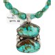 .925 Sterling Silver Certified Authentic Navajo Turquoise Native American Necklace 14566-5-15338