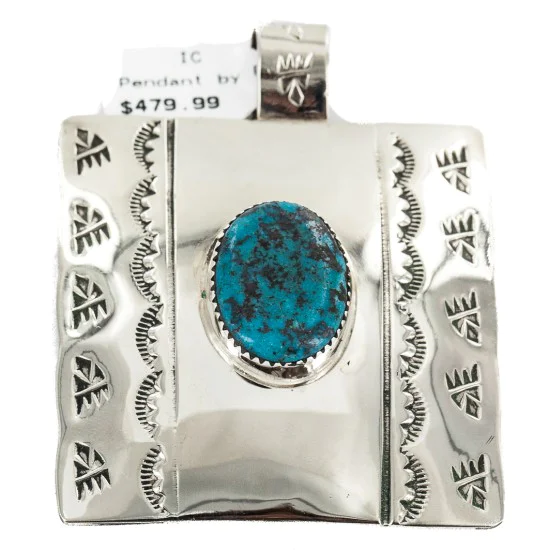 Certified Authentic Handmade Bear Paw Nickel Navajo Natural Turquoise Native American Pendant 13071-10 Certified Authentic Handmade Bear Paw Nickel Navajo Natural Turquoise Native American Pendant 13071-10