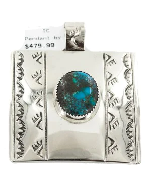 Certified Authentic Handmade Nickel Bear Paw Nickel Navajo Natural Turquoise Native American Pendant 13071-2 Certified Authentic Handmade Nickel Bear Paw Nickel Navajo Natural Turquoise Native American Pendant 13071-2