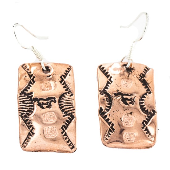 Handmade Horse Navajo Certified Authentic Native American Pure Copper Dangle Earrings 18170-11 Handmade Horse Navajo Certified Authentic Native American Pure Copper Dangle Earrings 18170-11