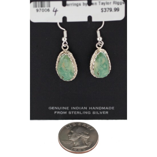 Certified Authentic Navajo Handmade .925 Sterling Silver Natural Turquoise Native American Dangle Earrings 97006-4 Certified Authentic Navajo Handmade .925 Sterling Silver Natural Turquoise Native American Dangle Earrings 97006-4