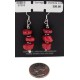 Certified Authentic Navajo .925 Sterling Silver Hooks Natural Hematite Coral Native American Dangle Earrings 97003